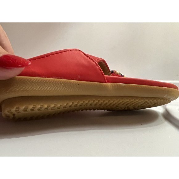 Siketu Cushioned Sandals Women's Size 6 /36 Red Stones Beads Shells Gems - Picture 8 of 10